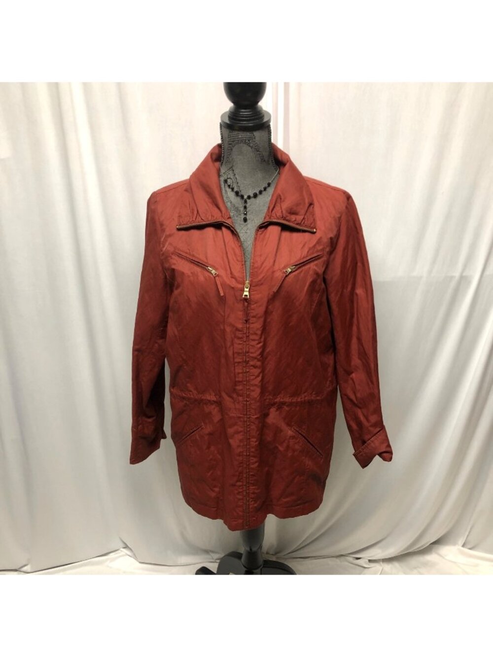 Coldwater Creek Maroon Rust Jacket Womens Size 12 Lightweight Zippered Coat